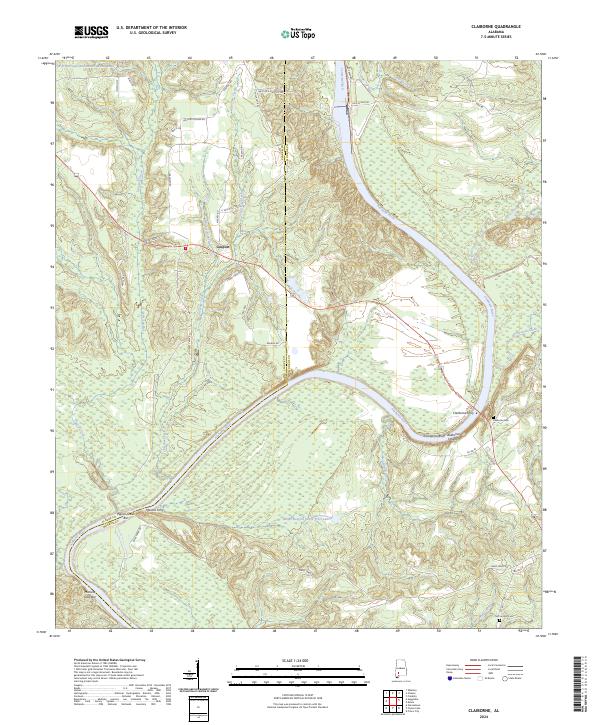 US Topo 7.5-minute map for Claiborne AL