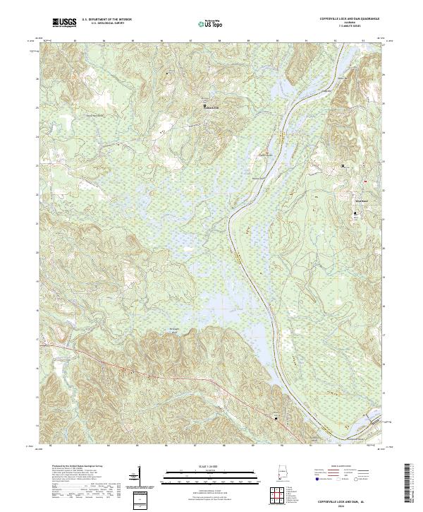 US Topo 7.5-minute map for Coffeeville Lock And Dam AL