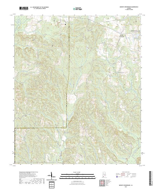 US Topo 7.5-minute map for Moodys Crossroads AL