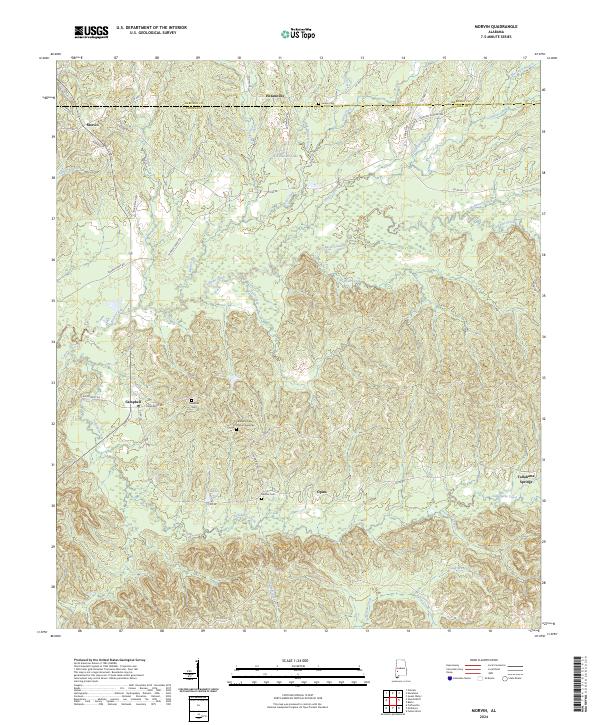US Topo 7.5-minute map for Morvin AL