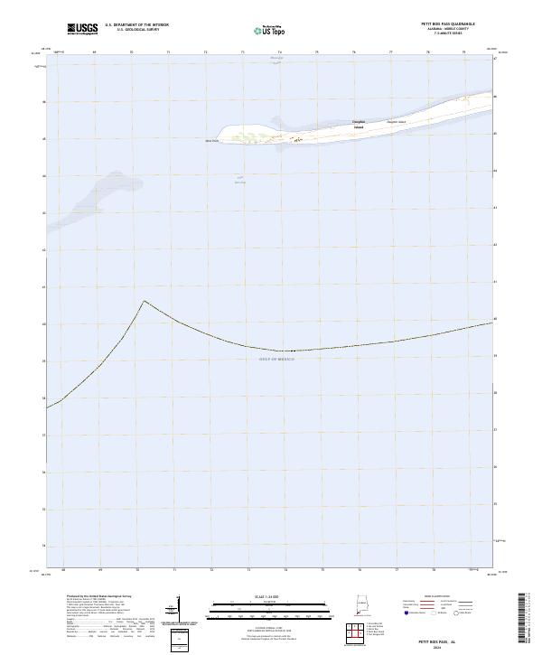 US Topo 7.5-minute map for Petit Bois Pass AL