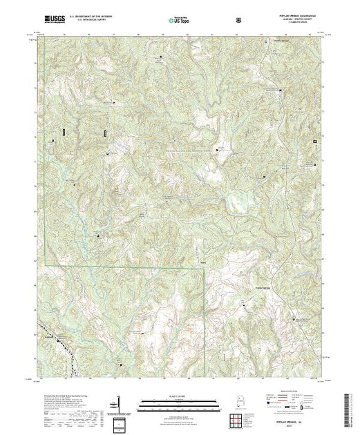 US Topo 7.5-minute map for Poplar Springs AL – American Map Store