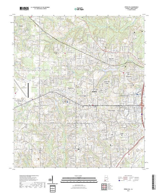 US Topo 7.5-minute map for Spring Hill AL – American Map Store