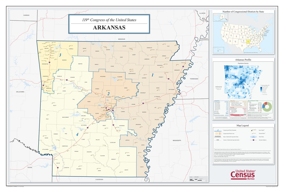 Arkansas Congressional District Wall Map