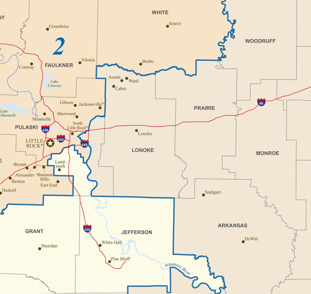 Arkansas Congressional District Wall Map