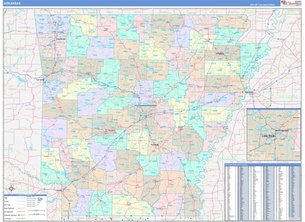 Color Cast Style Arkansas Wall Map