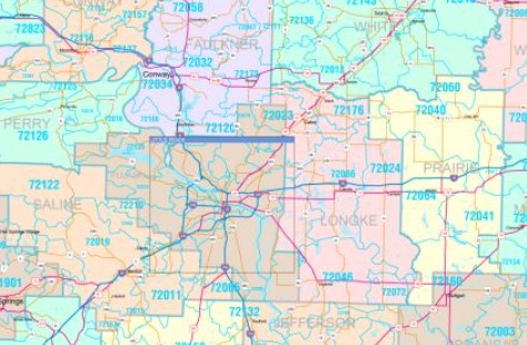 Color Cast Style Arkansas Wall Map