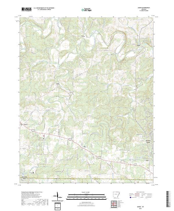 US Topo 7.5-minute map for Agnos AR