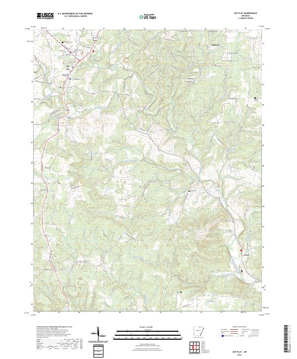 US Topo 7.5-minute map for Ash Flat AR