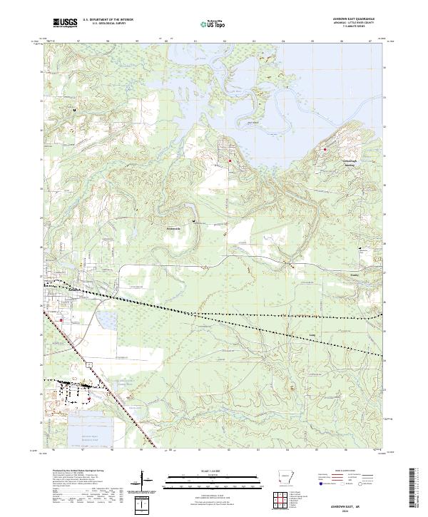 US Topo 7.5-minute map for Ashdown East AR