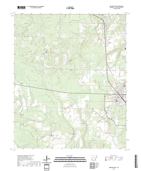 US Topo 7.5-minute map for Ashdown West AR