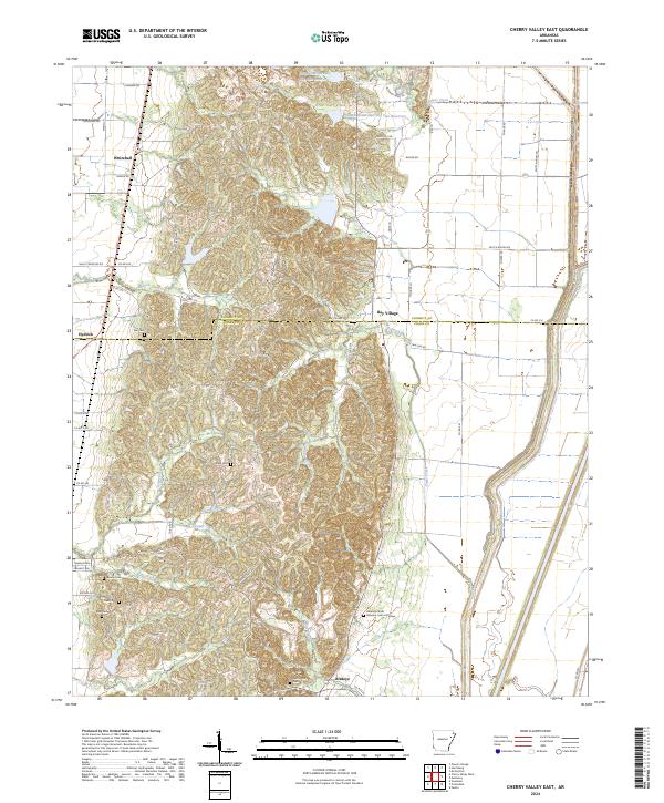 US Topo 7.5-minute map for Cherry Valley East AR