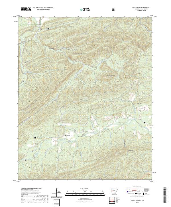 US Topo 7.5-minute map for Chula Mountain AR – American Map Store