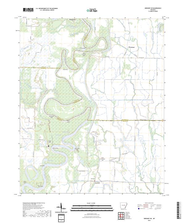 US Topo 7.5-minute map for Gregory SW AR