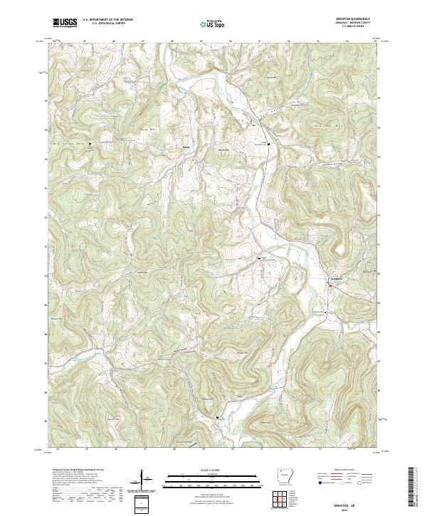 US Topo 7.5-minute map for Kingston AR – American Map Store