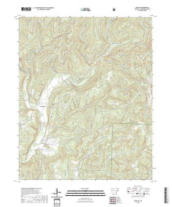 US Topo 7.5-minute map for Rudy NE AR – American Map Store