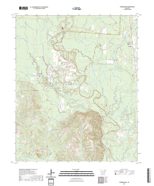 US Topo 7.5-minute map for Sparkman NW AR – American Map Store