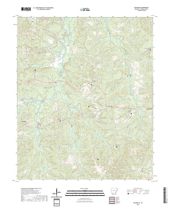 US Topo 7.5-minute map for Waterloo AR