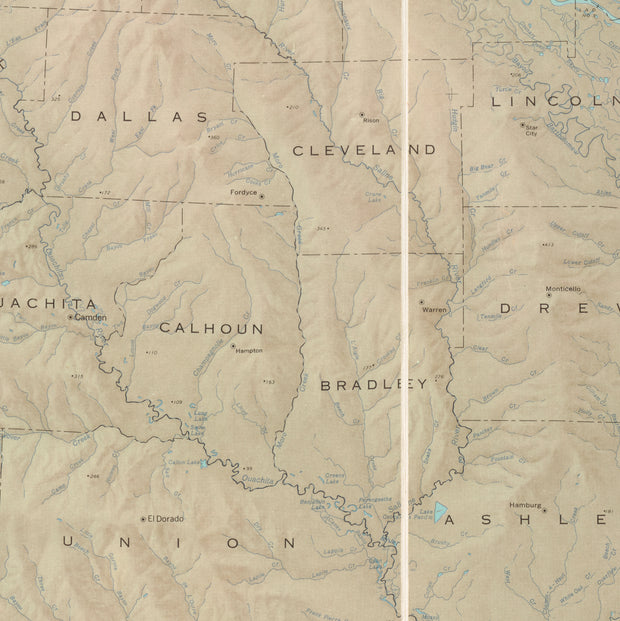 State of Arkansas in Shaded Relief, 1965