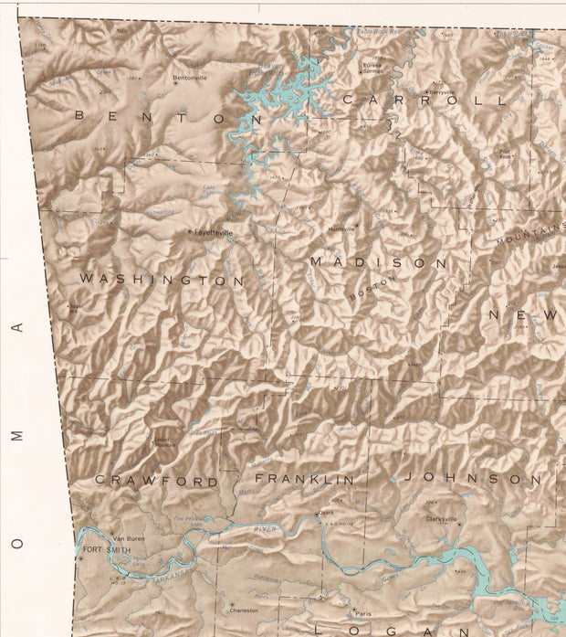 State of Arkansas in Shaded Relief, 1965