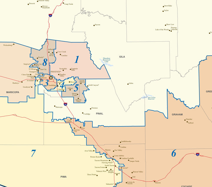 Arizona Congressional District Wall Map