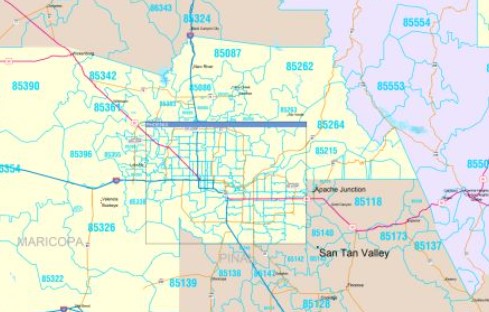 Color Cast Style Arizona Wall Map