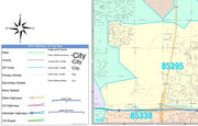 Color Cast Zip Code Style Wall Map of Glendale, AZ by Market Maps