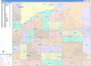 Color Cast Zip Code Style Wall Map of Mesa, AZ by Market Maps