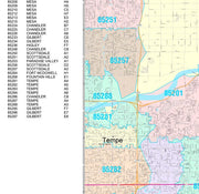 Color Cast Zip Code Style Wall Map of Mesa, AZ by Market Maps