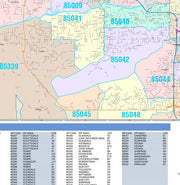 Color Cast Zip Code Style Wall Map of Phoenix, AZ by Market Maps
