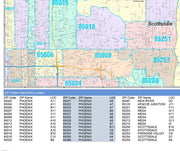 Color Cast Zip Code Style Wall Map of Scottsdale, AZ by Market Maps