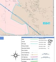 Color Cast Zip Code Style Wall Map of Tucson, AZ by Market Maps