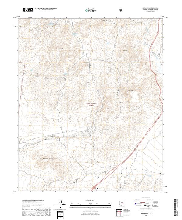 US Topo 7.5-minute map for Adams Mesa AZ
