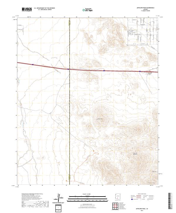 US Topo 7.5-minute map for Antelope Peak AZ