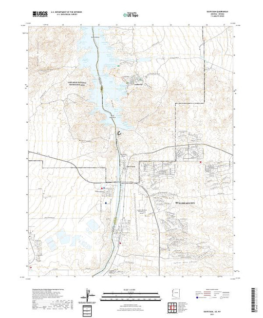 US Topo 7.5-minute map for Davis Dam AZNV – American Map Store
