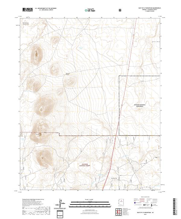 US Topo 7.5-minute map for East of S P Mountain AZ