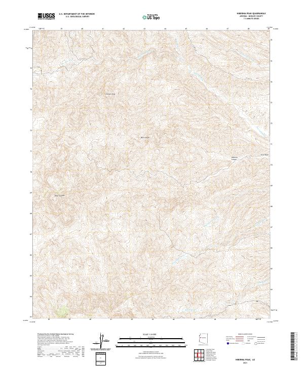 US Topo 7.5-minute map for Hibernia Peak AZ
