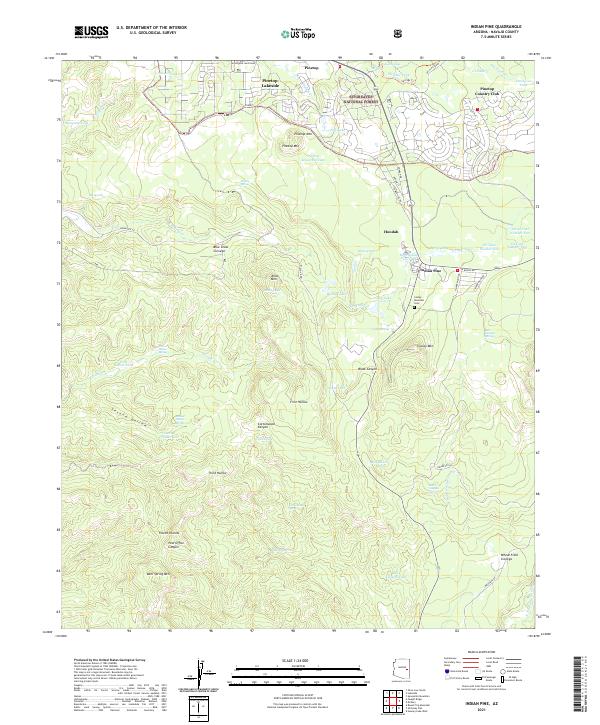 US Topo 7.5-minute map for Indian Pine AZ