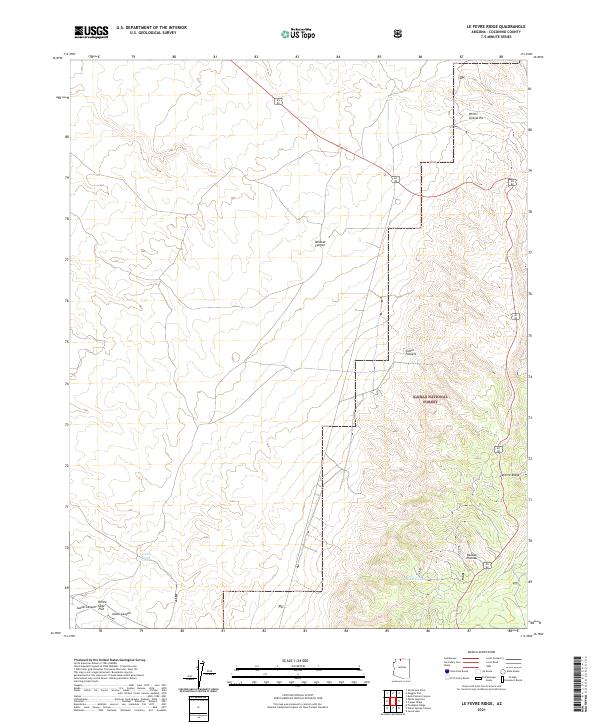 US Topo 7.5-minute map for Le Fevre Ridge AZ