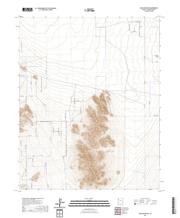 US Topo 7.5-minute map for Long Mountain AZ