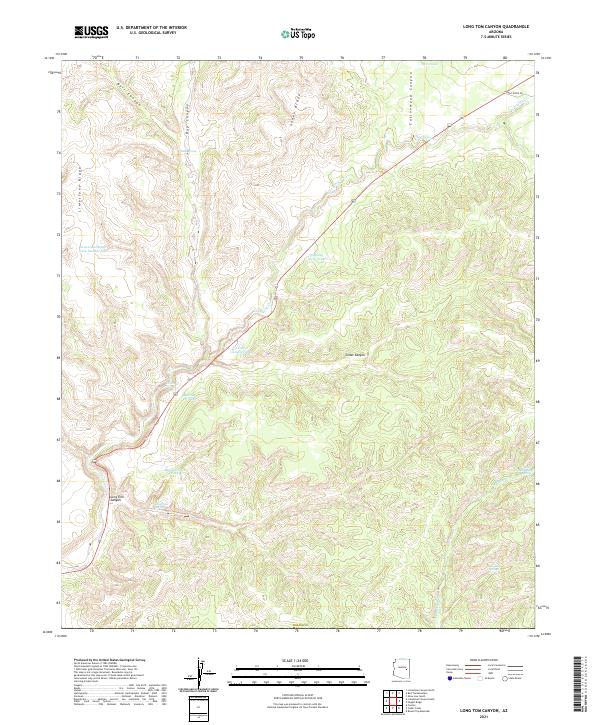 US Topo 7.5-minute map for Long Tom Canyon AZ