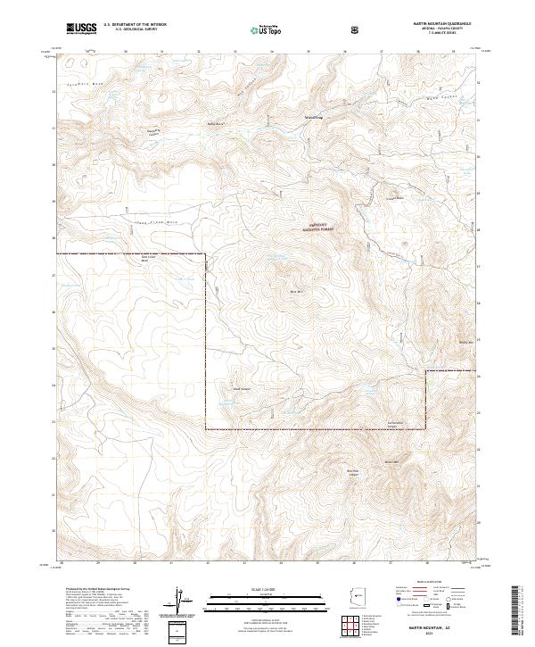 US Topo 7.5-minute map for Martin Mountain AZ