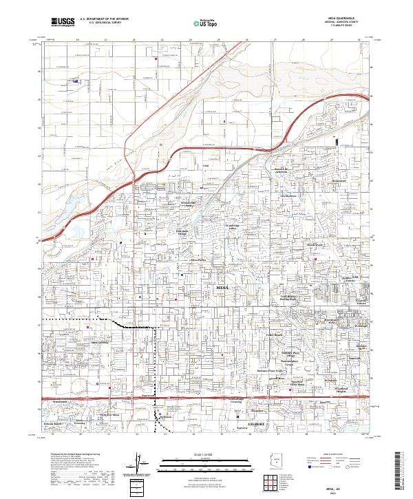 US Topo 7.5-minute map for Mesa AZ