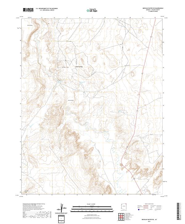 US Topo 7.5-minute map for Mexican Water SW AZ