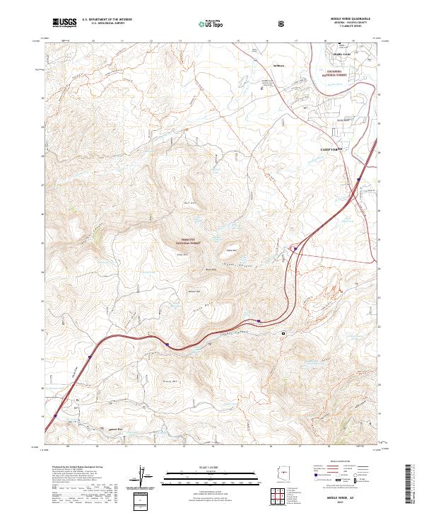US Topo 7.5-minute map for Middle Verde AZ