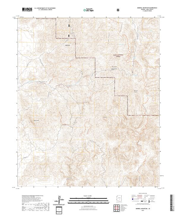 US Topo 7.5-minute map for Mineral Mountain AZ