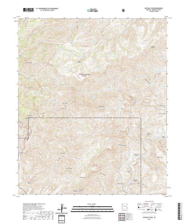 US Topo 7.5-minute map for Mitchell Peak AZ
