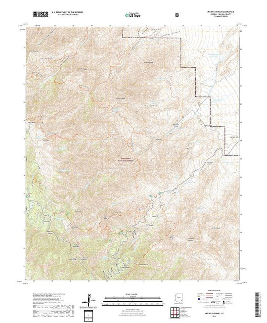 US Topo 7.5-minute map for Mount Graham AZ – American Map Store