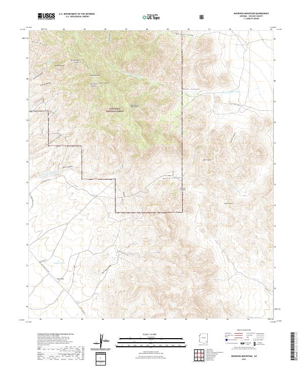 US Topo 7.5-minute map for Muskhog Mountain AZ