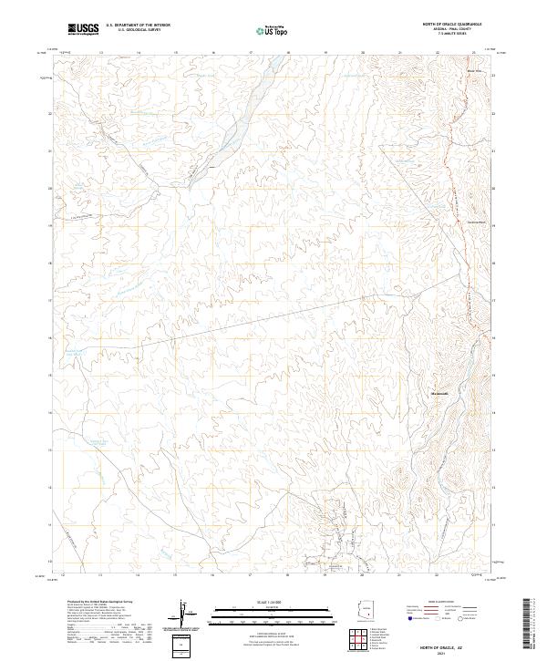 US Topo 7.5-minute map for North of Oracle AZ